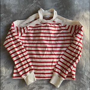 Zara Striped Open Shoulder Long-Sleeve Top